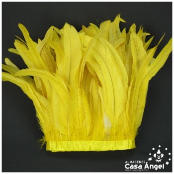 FLECO DE PLUMAS DE 30cm AMARILLAS DE GALLO BLANQUEADAS Y TINTADAS 200cm