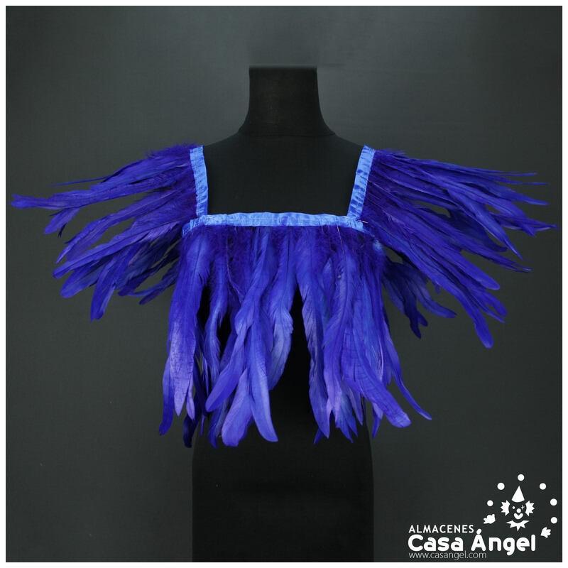 FLECO DE PLUMAS DE 30cm AZULES DE GALLO BLANQUEADAS Y TINTADAS 200cm
