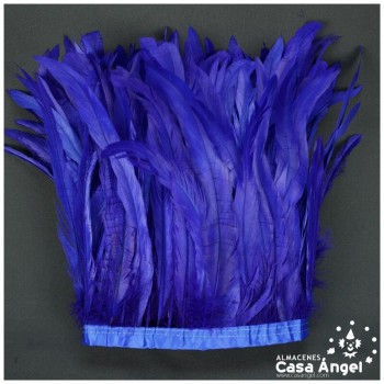 FLECO DE PLUMAS DE 30cm AZULES DE GALLO BLANQUEADAS Y TINTADAS 200cm