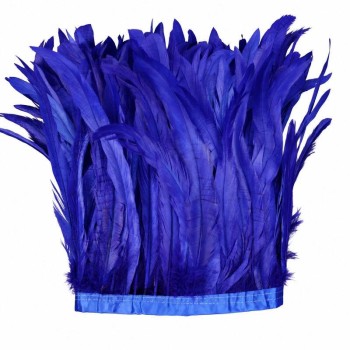 FLECO DE PLUMAS DE 30cm AZULES DE GALLO BLANQUEADAS Y TINTADAS 200cm