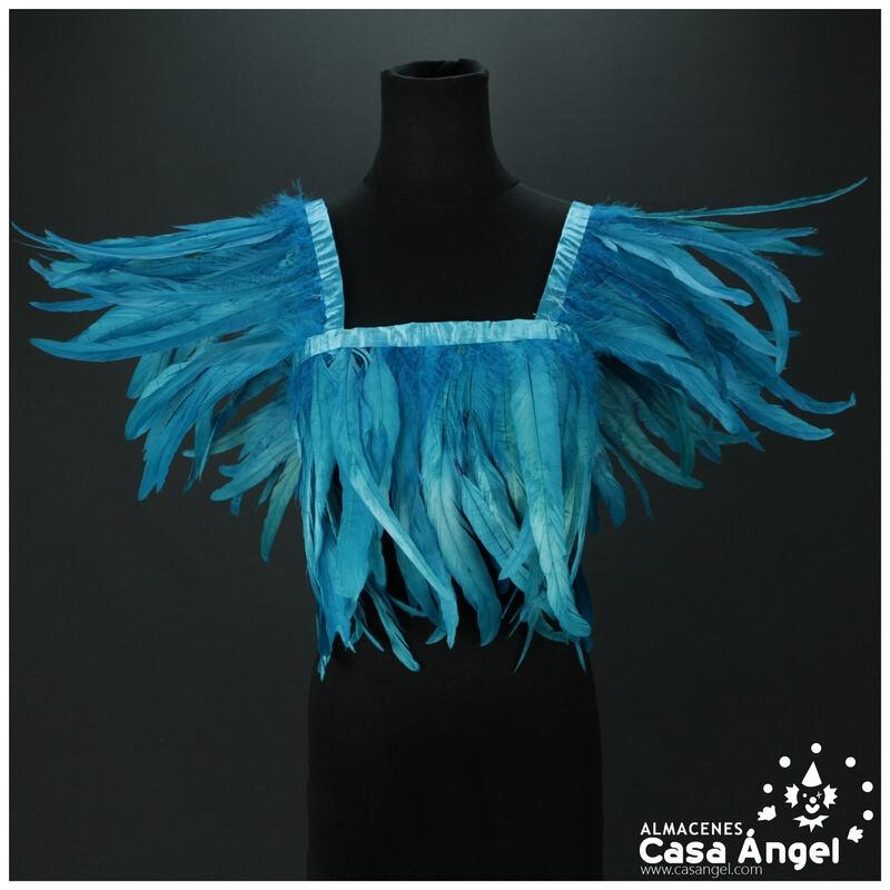 FLECO DE PLUMAS DE 30cm TURQUESA DE GALLO BLANQUEADAS Y TINTADAS 200cm