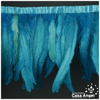 FLECO DE PLUMAS DE 30cm TURQUESA DE GALLO BLANQUEADAS Y TINTADAS 200cm
