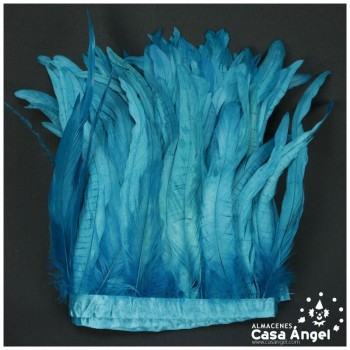 FLECO DE PLUMAS DE 30cm TURQUESA DE GALLO BLANQUEADAS Y TINTADAS 200cm