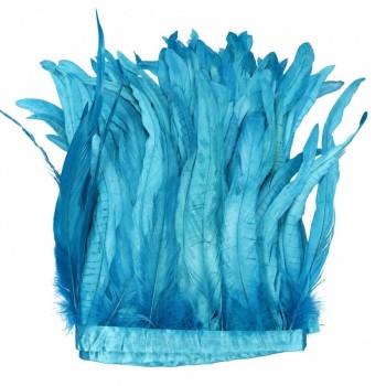 FLECO DE PLUMAS DE 30cm TURQUESA DE GALLO BLANQUEADAS Y TINTADAS 200cm