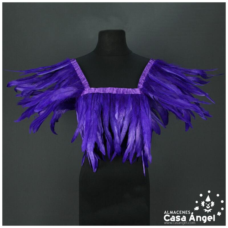 FLECO DE PLUMAS DE 30cm MORADAS DE GALLO BLANQUEADAS Y TINTADAS 200cm