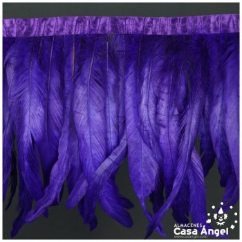 FLECO DE PLUMAS DE 30cm MORADAS DE GALLO BLANQUEADAS Y TINTADAS 200cm