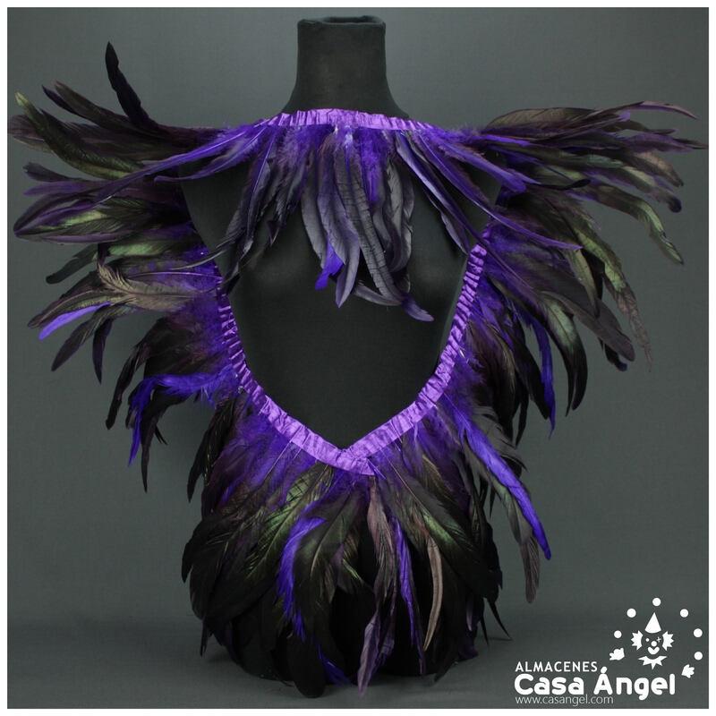FLECO DE PLUMAS DE GALLO 30cm SEMITINTADA MORADA 200cm