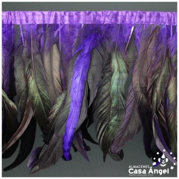 FLECO DE PLUMAS DE GALLO 30cm SEMITINTADA MORADA 200cm