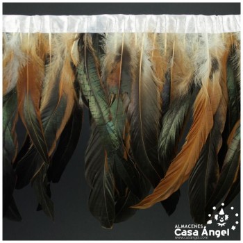 FLECO DE PLUMAS DE GALLO 30cm NATURAL 200cm