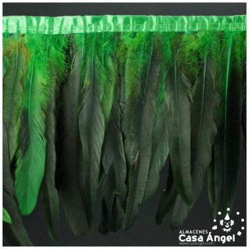 FLECO DE PLUMAS DE GALLO 30cm SEMITINTADA VERDE 200cm