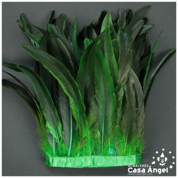 FLECO DE PLUMAS DE GALLO 30cm SEMITINTADA VERDE 200cm