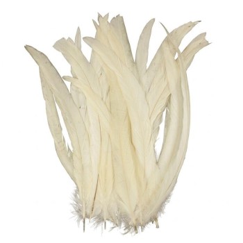 PLUMAS BLANCAS DE COLA DE GALLO 30-35cm BOLSA DE 25uds