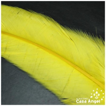 PLUMAS AMARILLAS DE COLA DE GALLO 30-35cm BOLSA DE 25uds