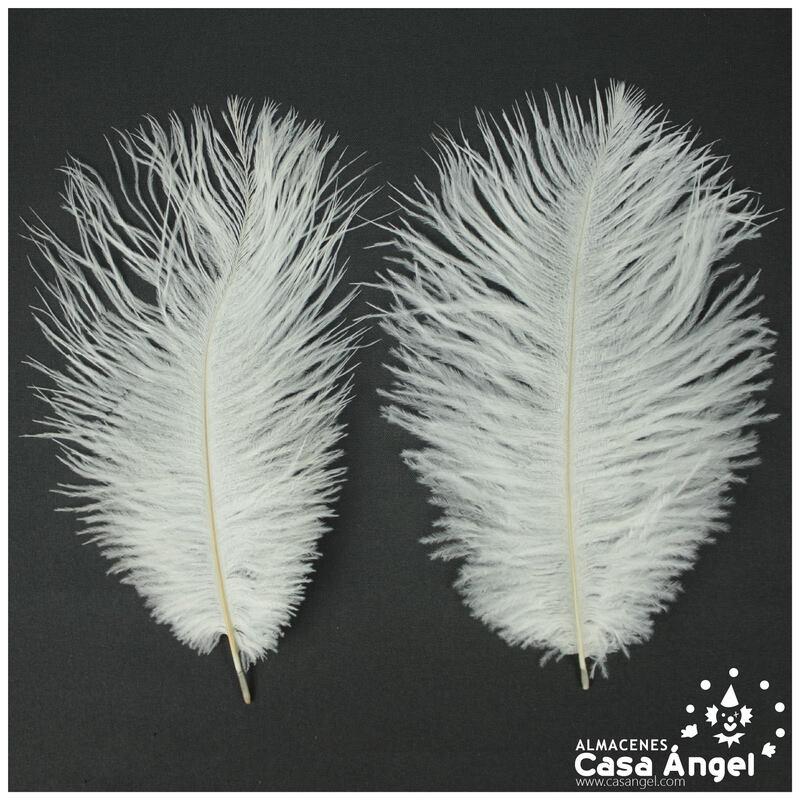 PLUMAS NATURALES DE AVESTRUZ BLANCO 25cm BOLSA 2uds