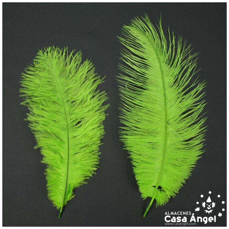 PLUMAS NATURALES DE AVESTRUZ VERDE PISTACHO 25cm BOLSA 2uds