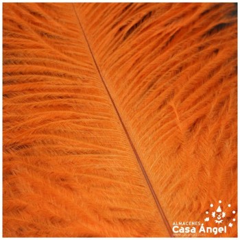 PLUMAS NATURALES DE AVESTRUZ NARANJA 25cm BOLSA 2uds