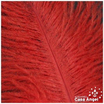 PLUMAS NATURALES DE AVESTRUZ ROJO 25cm BOLSA 2uds