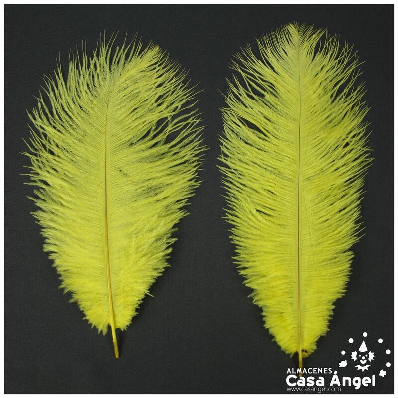 PLUMAS NATURALES DE AVESTRUZ AMARILLO 25cm BOLSA 2uds