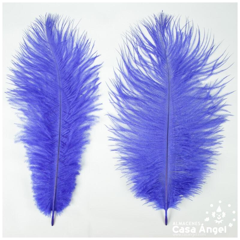 PLUMAS NATURALES DE AVESTRUZ AZUL 25cm BOLSA 2uds