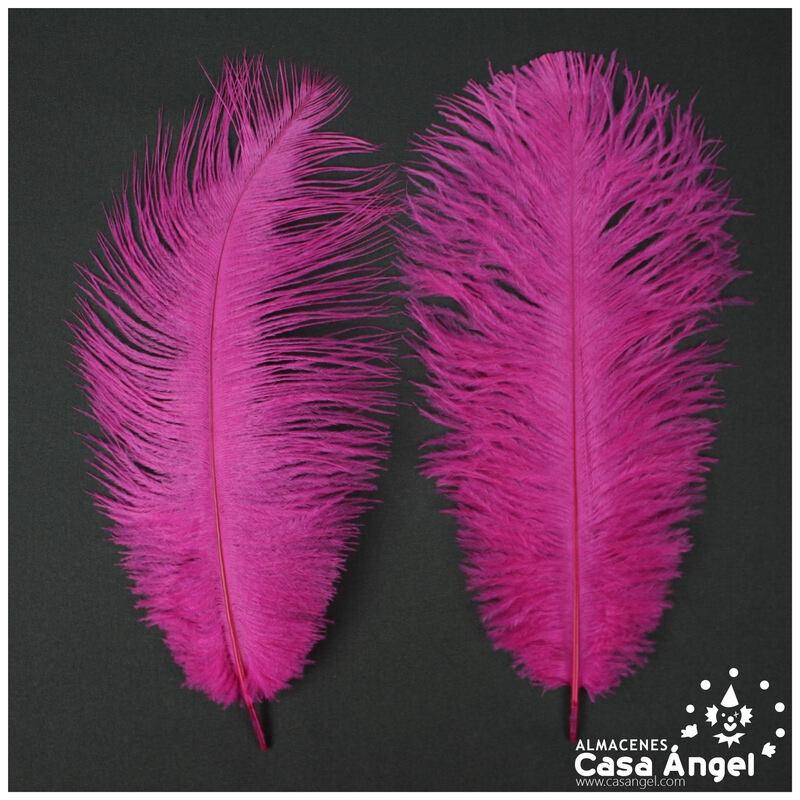 PLUMAS NATURALES DE AVESTRUZ FUCSIA 25cm BOLSA 2uds
