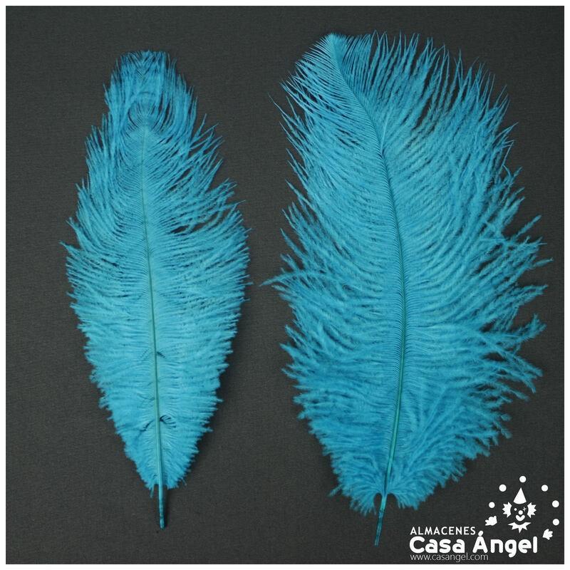 PLUMAS NATURALES DE AVESTRUZ TURQUESA 25cm BOLSA 2uds