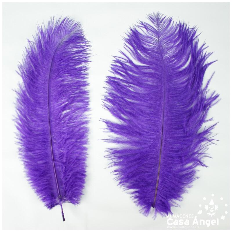 PLUMAS NATURALES DE AVESTRUZ MORADO 25cm BOLSA 2uds