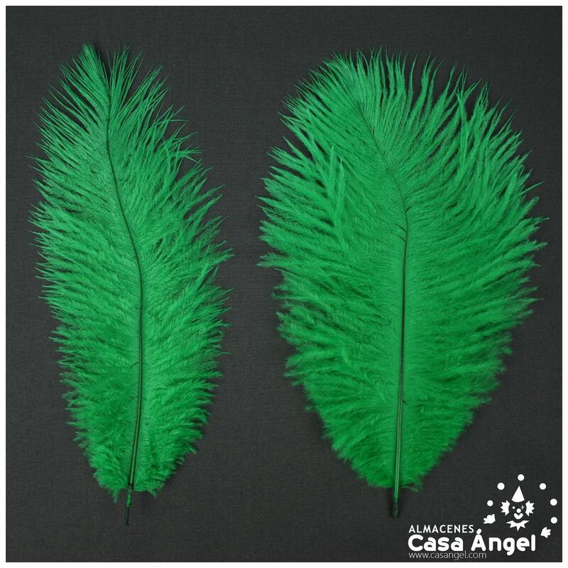 PLUMAS NATURALES DE AVESTRUZ VERDE 25cm BOLSA 2uds
