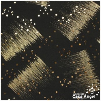 LYCRA NEGRA ESTAMPADA BROCHAZOS ORO CON LENTEJUELAS SERIE AITOR 150cm
