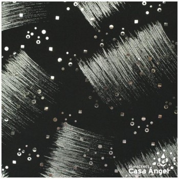 LYCRA NEGRA ESTAMPADA BROCHAZOS PLATA CON LENTEJUELAS SERIE AITOR 150cm