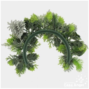 CORONA COLGANTE PLATA PLÁSTICO NAVIDAD 25cm