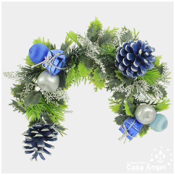 CORONA COLGANTE AZUL PLÁSTICO NAVIDAD 25cm