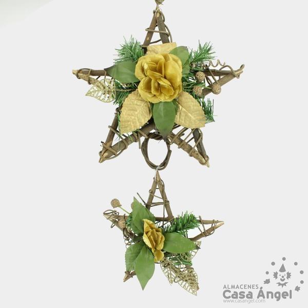 JUEGO ESTRELLAS DE NAVIDAD DE MADERA ORO 50cm