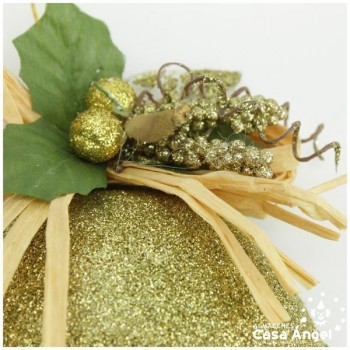 CAMPANA DE GLITTER DECORACIÓN NAVIDEÑA EN COLOR ORO 19cm