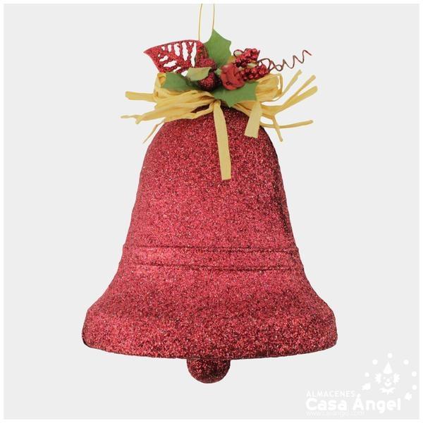 CAMPANA GLITTER DECORADA ROJO 19cm