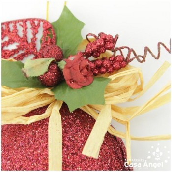 CAMPANA GLITTER DECORADA ROJO 19cm
