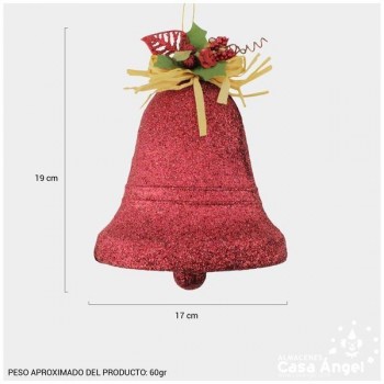 CAMPANA GLITTER DECORADA ROJO 19cm