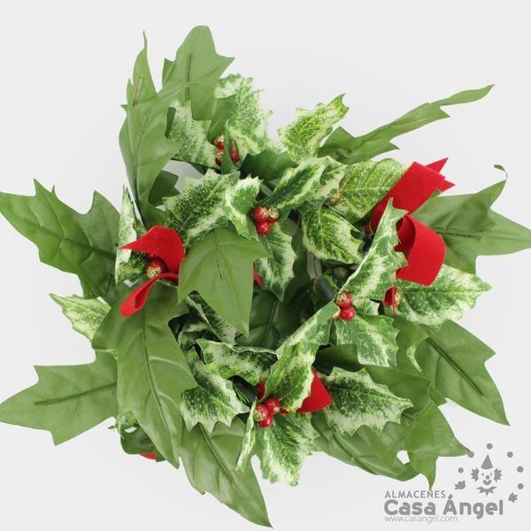 CORONA HOJAS Y FLORES ARTIFICIALES NAVIDAD 30cm