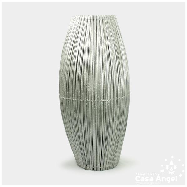 JARRÓN DEOVAL MADERA GLITTER PLATA 78cm