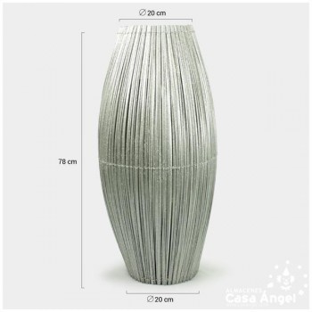 JARRÓN DEOVAL MADERA GLITTER PLATA 78cm