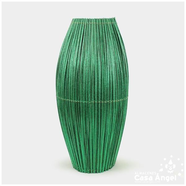 JARRÓN DEOVAL MADERA GLITTER VERDE 78cm