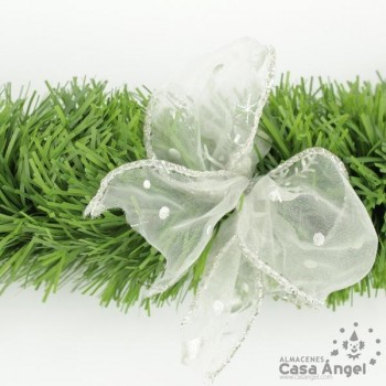 GUIRNALDA ESPUMILLÓN VERDE CON LAZO PLATEADO 180cm