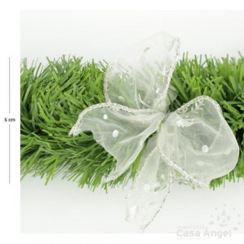 GUIRNALDA ESPUMILLÓN VERDE CON LAZO PLATEADO 180cm