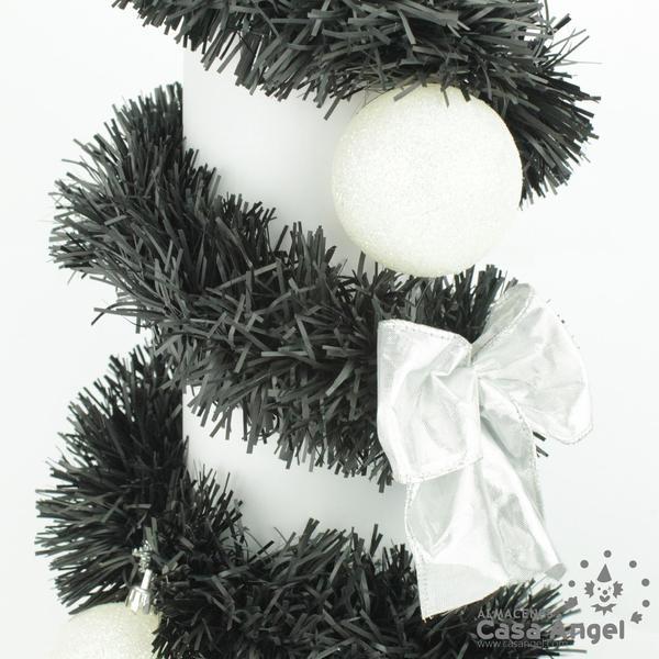 GUIRNALDA ESPUMILLÓN NEGRO CON BOLAS BLANCAS 180cm