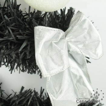 GUIRNALDA ESPUMILLÓN NEGRO CON BOLAS BLANCAS 180cm
