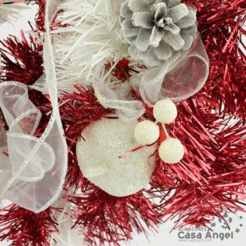 CORONA ROJA DECORACIÓN NAVIDAD 35cm