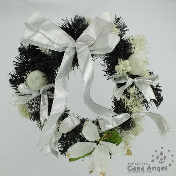 CORONA NEGRA DECORACIÓN NAVIDAD 35cm