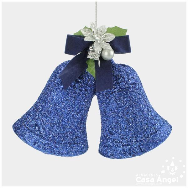 CAMPANAS AZULES GLITTER COLGANTES 15cm
