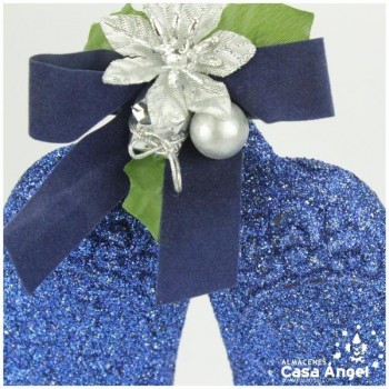 CAMPANAS AZULES GLITTER COLGANTES 15cm
