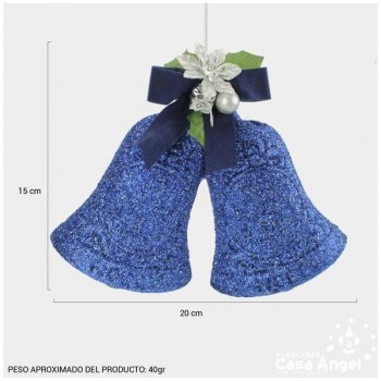 CAMPANAS AZULES GLITTER COLGANTES 15cm