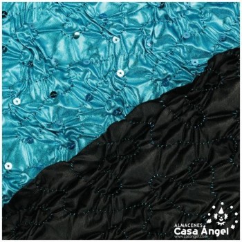 LYCRA TURQUESA ARRUGADA CON LENTEJUELAS BORDADAS SERIE APOLO 130cm